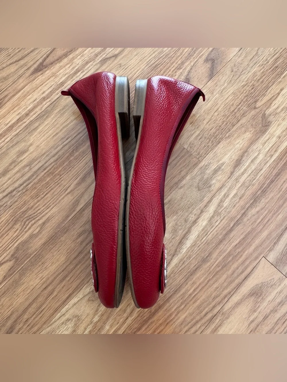 Brighton Aleta Ballerinas Red Lipstick Pebbled Leather Ballet Flats Italy 7.5